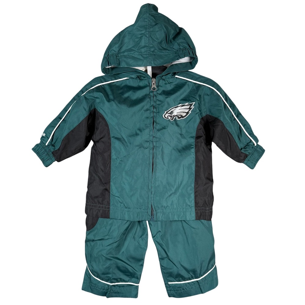 Reebok Tracksuit Philadelphia Eagles Infant 6/9 Months Green Windbreaker Set VTG